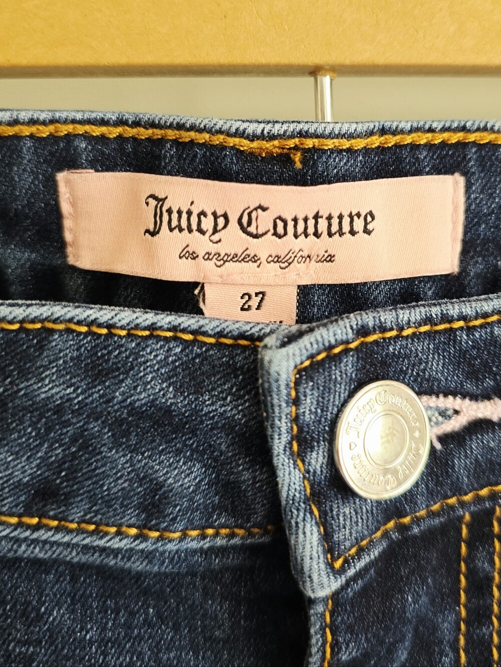 Juicy Couture Y2K Baggy Rhinestone Logo Carpenter Denim Jeans Women's Size 27 - Picture 3 of 6